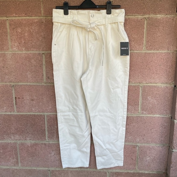 Forever 21  Jeans High Waist Denim Pants Belted Paper Bag  Size 30 - Picture 1 of 7